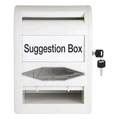 Imagen de Amazon Basics Urna de votación con cerradura Llave, plástico ABS, No Transparente, Blanco
