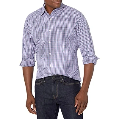Imagen de Amazon Essentials Camisa Informal de Popelina con Manga Larga y Corte Recto Hombre, Azul Morado Guinga, S