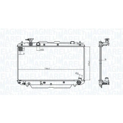 Imagen de MAGNETI MARELLI 350213176500 Radiador, refrigeración del motor 375 738 16 Aletas soldadas TOYOTA: RAV4 II SUV