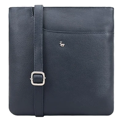 Imagen de Lloyd Baker KANATAL bolso cruzado de piel auténtica, hombro suave con correa ajustable, bolsa delgada para teléfono, tamaño compacto bolsillo frontal deslizante, gris, One Size