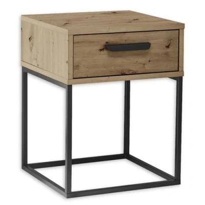Imagen de Stella Trading Suna en Grafito Mesita de Noche Moderna con cajones y Estructura metálica Negra, Madera ingeniería Metal, Gris, 60 x 65 38,5 cm