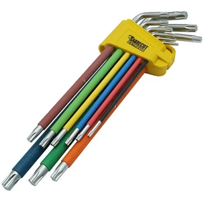 Imagen de Juego de llaves Torx extra largas SabreCut SCTX009S 9 piezas con código colores Tamaños T10 T50