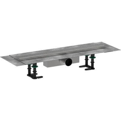 Imagen de hansgrohe RainDrain Compact, compact set completo de desagüe lineal ducha, canaleta ducha 600mm, canal drenaje para instalación estándar, acabado acero inoxidable
