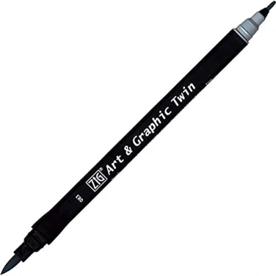 Imagen de Kuretake UK Ltd. ZIG Art and Graphic 083 Rotulador de punta doble, color azul y gris
