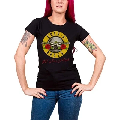 Imagen de Guns N&#039; Roses Not in This Lifetime Tour (Back Print) Camiseta, Negro (Black Black), 40 (Talla del Fabricante: Large) para Mujer