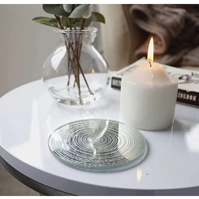 Imagen de Marco Paul bandeja plateada con espejo para velas, decoración del hogar, ornamental baño, sala de estar, Navidad (pequeña, juego 4)