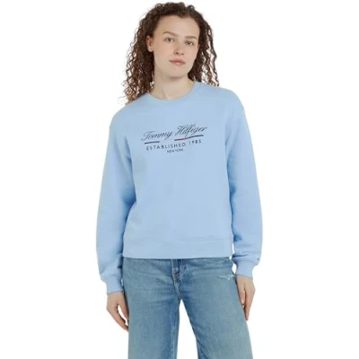 Imagen de Tommy Hilfiger Sudadera Mujer con Cuello Redondo, Azul (Vessel Blue), XS