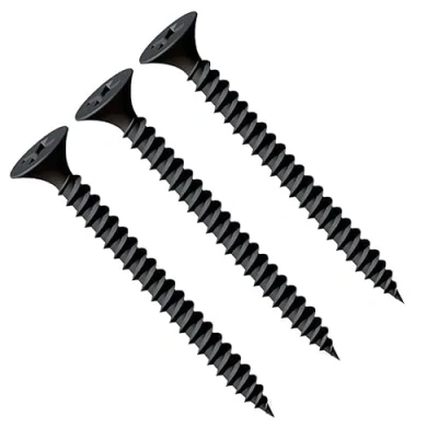 Imagen de 3.5X55mm tornillos negros para paneles de yeso, cabeza avellanada phillips autorroscante, rosca fina, punta afilada, fosfato negro, yeso a perfil acero (500 pcs.)