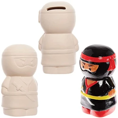 Imagen de Baker Ross FX856 Hucha de cerámica ninja Caja 2, Kits manualidades para pintar en