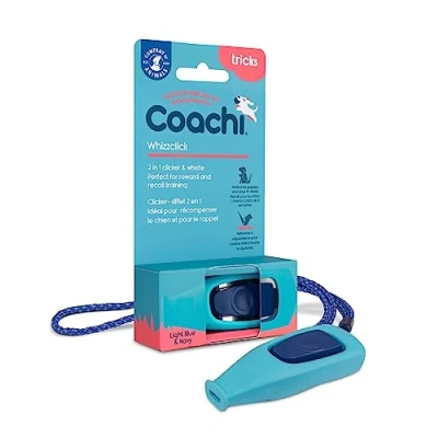 Imagen de Coachi Whizzclick, clicker y Silbato dos en uno, para llamar al perro adiestrarlo reforzar comportamientos, Cordón ajustable reflectivo, Apto perros cachorros.