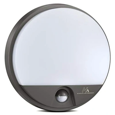 Imagen de Maclean MCE291 Lámpara LED con sensor de movimiento infrarrojo, luz pared, iluminación interior/exterior 1100lm 15W IP54 4000K A prueba agua (gris) [clase energética ++]