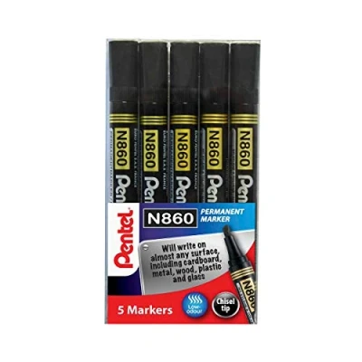 Imagen de Pentel N860 Rotulador permanente (5 unidades), color negro
