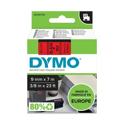 Imagen de DYMO S0720720 D1 cinta adhesiva 9MMX7M negro/rojo y en