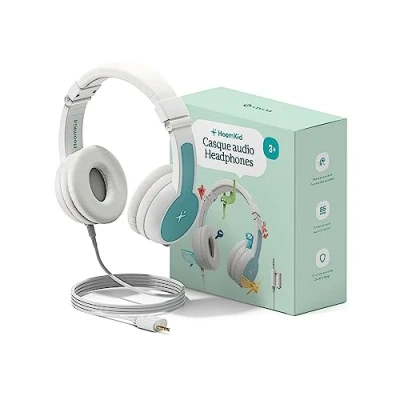Imagen de HoomKid Auriculares de Diadema para niños, cómodos, Ajustables, Plegables y Personalizables, con Cable límite Volumen (85 dB), Compatible HoomKid, niños 3 a 10 años Edad