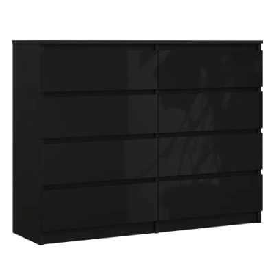 Imagen de 3E 3xE living.com Cómoda 8 cajones 120 cm, Color: Negro Mate/Negro Brillante, L: P: 39 A: 102 cm