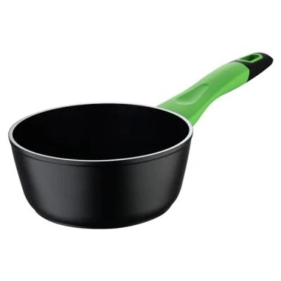 Imagen de San Ignacio Vitoria Cacerola de 16cm Aluminio Forjado Interior Recubrimiento Negro Exterior En Color Inducción Total Mango Con Verde Fácil Lavar