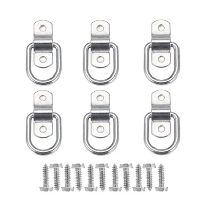 Imagen de KAHEIGN 6Piezas Anillo en D de Amarre Anclaje Carga Remolque Forjado con 12pcs Tornillos para Asegurar la Camiones Coches Barco Kayak