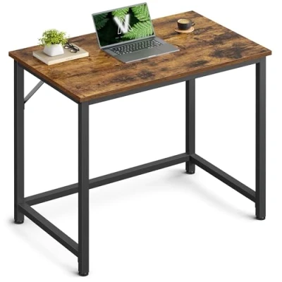 Imagen de VASAGLE Escritorio, Mesa Oficina Pequeña y Estación Trabajo, para Teletrabajo, Estudio, Dormitorio, 50 x 80 76 cm, Estilo Industrial, Estructura Metal, Marrón Rústico Negro Tinta LWD038B01
