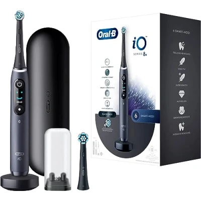 Imagen de Oral B iO Series 8 Cepillo de dientes eléctrico, 2 cabezales cepillo, 6 modos cepillado para el cuidado dental, regalo San Valentín él o ella, pantalla a color y estuche viaje,