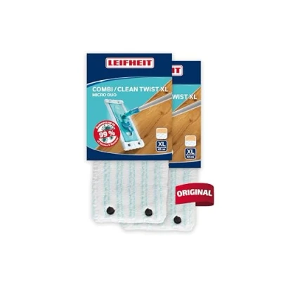 Imagen de Set Leifheit de 2 Fundas lavado para mopa fregona Clean Twist XL micro dúo, funda plana microfibra, superabsorbente lavable, suelo liso