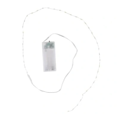 Imagen de Ideen mit Herz Cadena de luces LED alambre, distancia luz 1,5 cm, lámpara extrapequeña, blanca cálida, funciona con pilas, incluye función temporizador (40 ledes, 90 cm