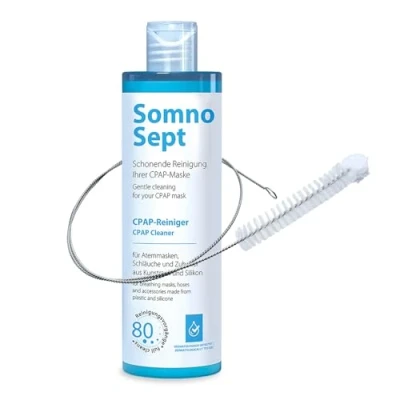 Imagen de SomnoSept Paquete de limpieza CPAP: 1 limpiador CPAP, 400 ml y cepillo manguera Oxyhero 120 cm, 15 mm, profunda máscara silicona