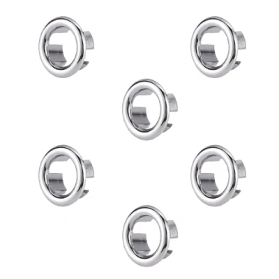 Imagen de Anillo de Desbordamiento Fregadero, 6 Pcs el Plastico Cubierta Rebosadero Fregaderos, Hueco Orificio Tapa Redonda, para Desagüe Lavabo Baño o Cocina (Plata)