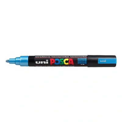 Imagen de uni ball 182585 Marcador POSCA con punta redonda mediana, azul metálico