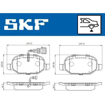 Imagen de SKF VKBP 90398 E Juego de pastillas freno con contacto avisador desgaste