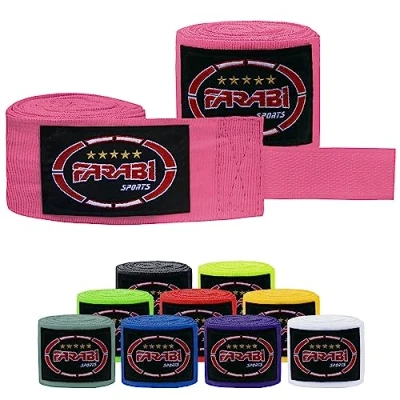 Imagen de Farabi Sports Kids Vendas Boxeo 2,5 Metros de Largo Cinta con par para MMA, Muay Thai, Entrenamiento, Kickboxing y Deportes Combate (Pink)
