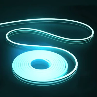 Imagen de EXTRASTAR Tira de Luz LED Neón, Azul Hielo, 12V, Cable 5M, 120 LED, Impermeable IP65, 8.5W/M, no Regulable, para Jardín, Exterior, Festival, Fiesta, Adaptador incluido