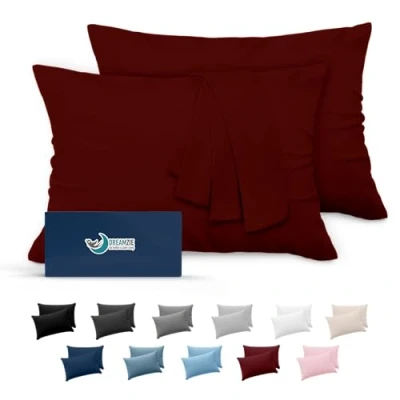 Imagen de Dreamzie Fundas de Almohada (Juego 2) para Las Almohadas 40 x 70 cm, Burdeos, Microfibra (100% Poliéster) Cojines Calidad con una Suavidad Incomparable