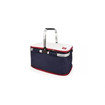 Imagen de Iris Barcelona Cesta Picnic Nautic, Basket Plegable 20 L Blanco, Azul y Rojo
