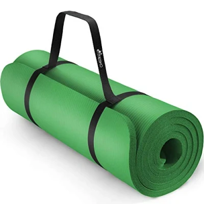Imagen de TRESKO® Esterilla de Fitness 185 x 60 cm y 190 100 para Gimnasia, Yoga, Pilates Cualquier Tipo Entrenamiento Suave cómoda Espuma NBR (Verde, 1,0 cm)