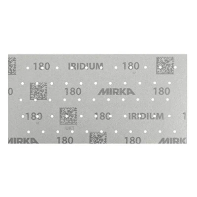 Imagen de Mirka Iridium papel de lija Premium 115x230mm Velcro 55 agujero, grano 220, 50 piezas / Para lijar laca, masilla, imprimación, madera, acero, materiales minerales, plástico
