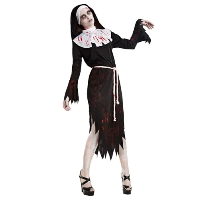 Imagen de Boland disfraz de monja zombie para adultos, fantasía, conjunto disfraces Halloween, carnaval y fiestas temáticas