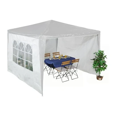 Imagen de Relaxdays Laterales Carpa 2x3 m Set de 3, Impermeables, Cerramientos con Cierre Contacto, Ventanas, Color Blanco, 200 x 300 0.1 cm