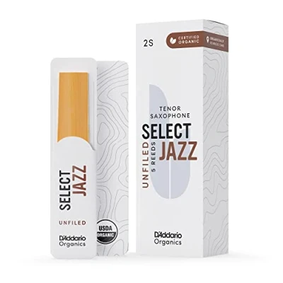 Imagen de D&#039;Addario Orgánico Select Jazz Tenor Cañas para Saxofón de Saxo La Primera y única Caña Ecológica, Unfiled, 2 Soft
