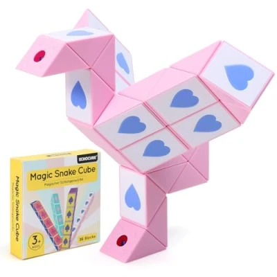 Imagen de ECHOCUBE Magic Snake Cube de Póker, Paquete 36 Bloques Cubo Serpiente Velocidad, Bolsas Fiesta para Niños, Juguetes Educativos Rompecabezas Twist Fidget (Rosa)