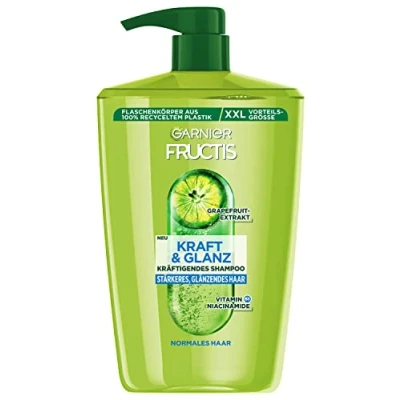 Imagen de Garnier Fructis Champú de fuerza y brillo XXL que devuelve energía al cabello, para un cabello más fuerte brillante, formato maxi, 1000 ml
