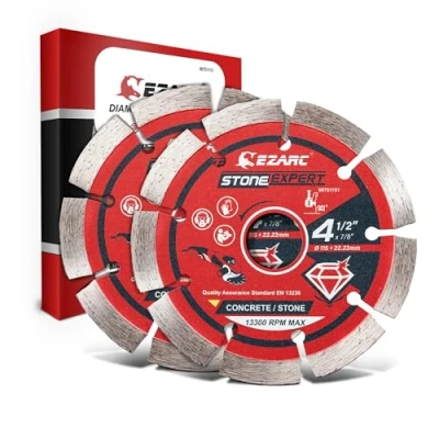Imagen de EZARC Disco de Diamante 115mm, 2 Piezas Corte Segmentado para Separar y Cortar Materiales Construcción, Granito Piedra Ladrillo Mármol