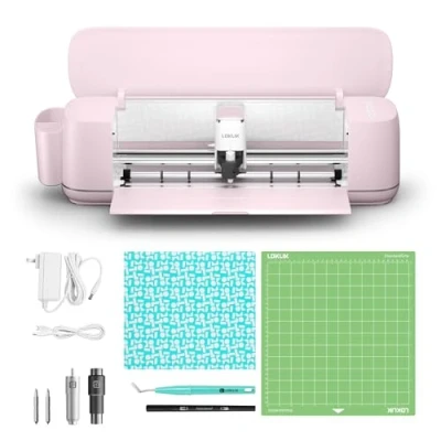 Imagen de LOKLiK iCraft Máquina Plotter de Corte para Personalizar Textiles, Tazas, Bolsas, Pegatinas y Decoración. Funciona con Vinilo, Papel, Cuero, Cartón Más. Ideal Aficionados Proyectos