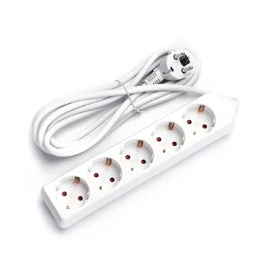 Imagen de Regleta Blanca de 5 Tomas sin Interruptor, 3 Metros, MAX 3680W