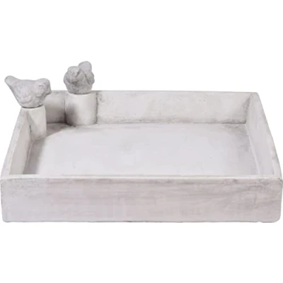 Imagen de dobar® 12979e Bebedero Cuadrado para pájaros Carré Gran baño de Cemento Piscina Silvestres Agua jardín/terraza/balcón 29 x 5 cm Blanco
