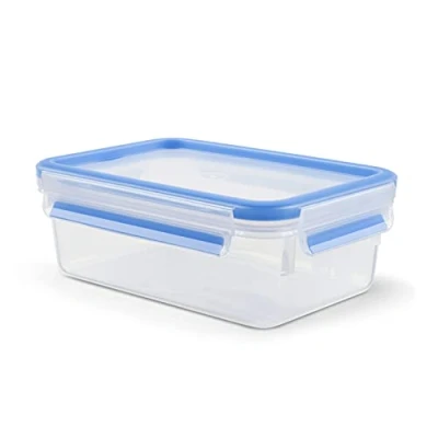 Imagen de Emsa Clip &amp; Close Conservador Hermético de Plástico Rectangular, Transparente y Azul, 1 L (19.5 x 13.6 7 cm)