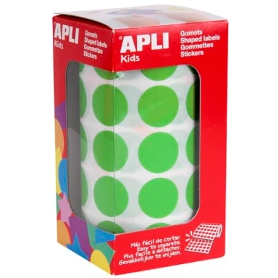Imagen de APLI Kids 16724 Rollo de Gomets Redondos, Verde Claro, 20,0 Mm