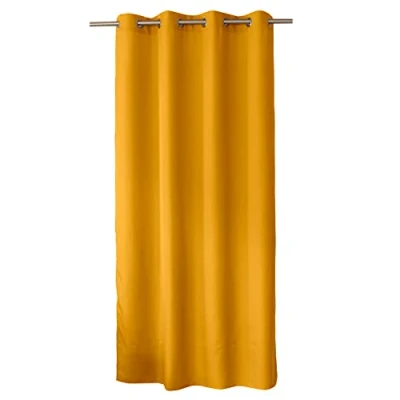 Imagen de ED ENJOY HOME Cortina Decorativa con Ojales Plateados, 140 x 240 cm, Amarillo Mostaza, 100% poliéster, satén, colección básica