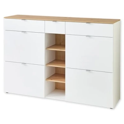 Imagen de Stella Trading Bari, Aspecto Artesano, Certificado FSC, Moderno Zapatero con Mucho Espacio para Tus Zapatos, Madera de ingeniería Plástico Metal, Blanco Artisan Roble, Schuhschrank 3