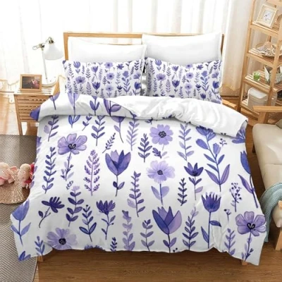 Imagen de 3D Funda Nórdica Flores Juego De Ropa Cama con Cremallera Oculta,Microfibra Suave Edredon Fundas Almohada para Niños Adultos Super King（260x220cm）