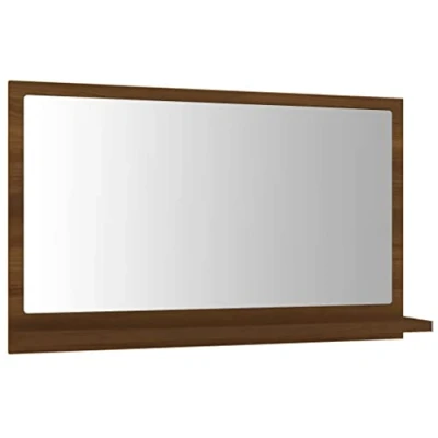 Imagen de vidaXL Espejo de Baño Tocador Pared Colgante Mueble Maquillaje Cosmético Inodoro Rectangular Impermeable Madera Contrachapada Marrón Roble